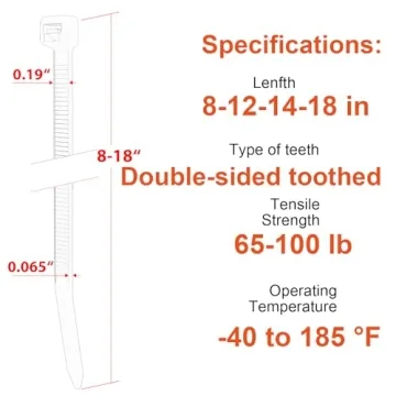 JIANYANG 400 Pack Heavy Duty Zip Ties with 100 lbs Strength