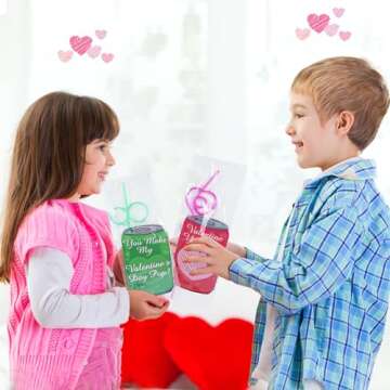30 Pack Crazy Straws Valentines Day Cards, Valentines Day Gifts for Kids Classroom School Valentines Party Favors for Kids Boys Girls Gift Exchange Goodie Bag Stuffers Toddler Valentine Straws Bulk