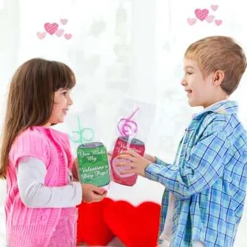 30 Pack Crazy Straws Valentines Day Cards, Valentines Day Gifts for Kids Classroom School Valentines Party Favors for Kids Boys Girls Gift Exchange Goodie Bag Stuffers Toddler Valentine Straws Bulk