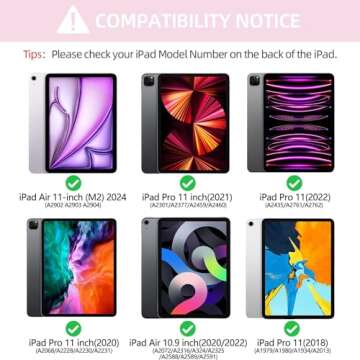 Keyboard Case for iPad Air 11 inch 2024 (M2) & iPad Pro 11 inch (4th/3rd/2nd/1st) Gen 2022, iPad Air...