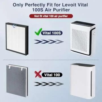 2 Pack Vital 100S True HEPA Replacement Filter for LEVOIT Vital 100S and Vital 100S-P Air Purifier, 3-in-1 Filter,Efficiency Activated Carbon Filter for Home Large Room Bedroom, Vital 100S-RF, White