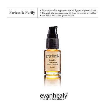 evanhealy Rosehip Balancing Serum | Rose Skin Care Line with Organic Whole Essential Oils | Moisturizing & Plumping Rose Face Serum for Dry, Oily, Combination Skin