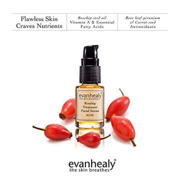 evanhealy Rosehip Balancing Serum | Rose Skin Care Line with Organic Whole Essential Oils | Moisturizing & Plumping Rose Face Serum for Dry, Oily, Combination Skin
