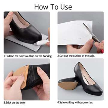4 Pcs 10.2" × 3.9" Shoe Sole Protectors- Self Adhesive Rubber Shoe Bottom Grip Pads Non-Slip Shoe Sole Pads Shoe Bottom Protector Noise Reduction Shoes Cushion for High-Heels Leather Shoes (Nude)