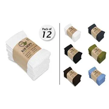 Softolle Kitchen Towels, Pack of 12 Bar Mop Towels -16x19 Inches -100% Cotton White Super Absorbent ...