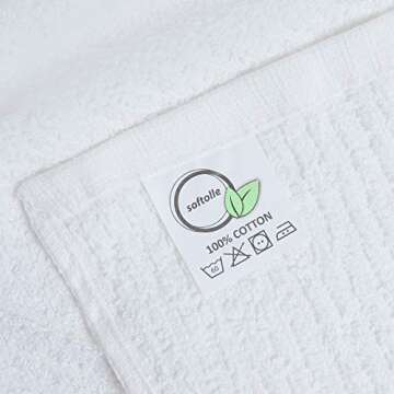 Softolle Kitchen Towels, Pack of 12 Bar Mop Towels -16x19 Inches -100% Cotton White Super Absorbent Towels, Multi-Purpose for Home and Bar Cleaning (White)