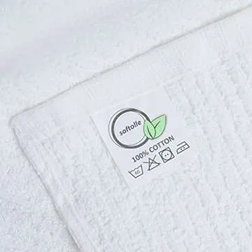Softolle Kitchen Towels, Pack of 12 Bar Mop Towels -16x19 Inches -100% Cotton White Super Absorbent Towels, Multi-Purpose for Home and Bar Cleaning (White)