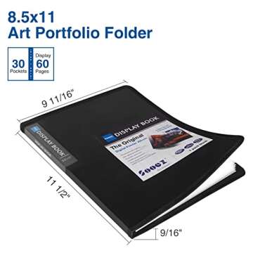 Sooez 30-Pocket Binder with Plastic Sleeves 8.5x11, Heavy Duty Art Portfolio Folder with Clear Sheet...