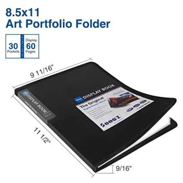 Sooez 30-Pocket Binder with Plastic Sleeves 8.5x11, Heavy Duty Art Portfolio Folder with Clear Sheet...