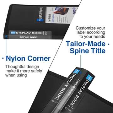 Sooez 30-Pocket Binder with Plastic Sleeves 8.5x11, Heavy Duty Art Portfolio Folder with Clear Sheet Protectors, Display 60 Pages, Presentation Book for Artwork, Document Organizer Binder - 4 Pack