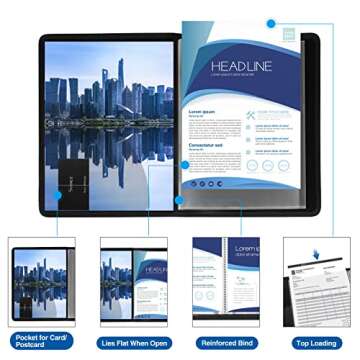 Sooez 30-Pocket Binder with Plastic Sleeves 8.5x11, Heavy Duty Art Portfolio Folder with Clear Sheet Protectors, Display 60 Pages, Presentation Book for Artwork, Document Organizer Binder - 4 Pack