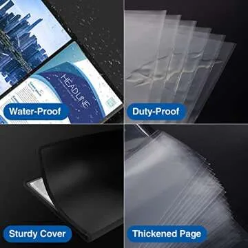 Sooez 30-Pocket Binder with Plastic Sleeves 8.5x11, Heavy Duty Art Portfolio Folder with Clear Sheet Protectors, Display 60 Pages, Presentation Book for Artwork, Document Organizer Binder - 4 Pack