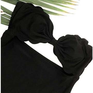 Cupshe Fashion Women's Sexy Irregular Hem One Piece Padded Bikini Set (Medium), Black