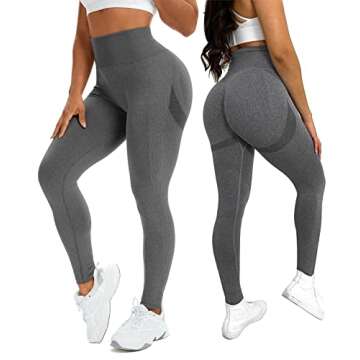 Scrunch Butt Lifting Seamless Leggings for Women Tummy Control High Waisted Vital Yoga Pants Gym Workout Legging Tights #1_Dark Grey X-Large