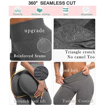 Scrunch Butt Lifting Seamless Leggings for Women Tummy Control High Waisted Vital Yoga Pants Gym Workout Legging Tights #1_Dark Grey X-Large