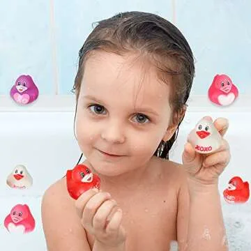 ArtCreativity 2-Inch Valentine's Rubber Duckies, Pack of 12, Cute Valentine Bath Toys, Fun Rubber Duckies for Bath, Pool, or Party Decorations, Perfect Valentine’s Day Party Favors
