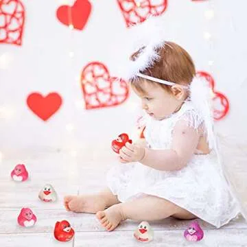 ArtCreativity 2-Inch Valentine's Rubber Duckies, Pack of 12, Cute Valentine Bath Toys, Fun Rubber Duckies for Bath, Pool, or Party Decorations, Perfect Valentine’s Day Party Favors