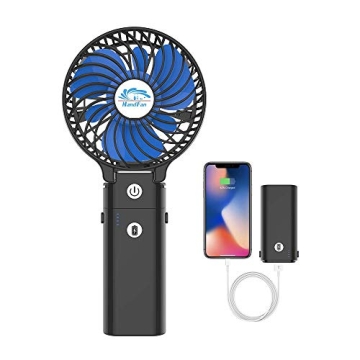 HandFan Portable Handheld Fan with Power Bank, 2 IN 1 Hand Fan, 5200mAh Rechargeable Battery Operate...