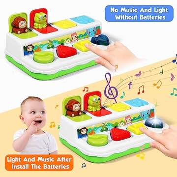 AINOI Baby Toys 6 to 18 Months, Preschool Early Learning Cause and Effect Interactive Infant Toys, Light Musical Pop Up Toys for Kids Toddlers 1-3 Years Old Boys Girls Gifts