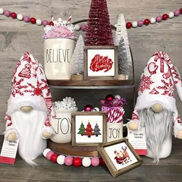 Spring Decor Farmhouse Summer Home Decor Signs 36 Interchangeable Sayings with 3 Wooden Frames for Office and Living Room Tiered Tray Decor Table Desk Wall Decor Seasonal Decoration Holiday Gift