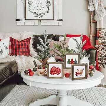 Spring Decor Farmhouse Summer Home Decor Signs 36 Interchangeable Sayings with 3 Wooden Frames for Office and Living Room Tiered Tray Decor Table Desk Wall Decor Seasonal Decoration Holiday Gift