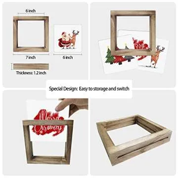 Spring Decor Farmhouse Summer Home Decor Signs 36 Interchangeable Sayings with 3 Wooden Frames for Office and Living Room Tiered Tray Decor Table Desk Wall Decor Seasonal Decoration Holiday Gift