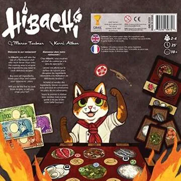 Hibachi Board Game - Fun Fast-Paced Dexterity & Strategy Game, Chef-Themed Set Collection Game for Kids & Adults, Ages 10+, 2-4 Players, 45 Minute Playtime, Made by Matagot
