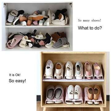 ALPENKOK Shoe Stacker Shoe Slots Organizer for Closet - 4 Pcs, Space Saver, Shoe Risers for Shelf & ...