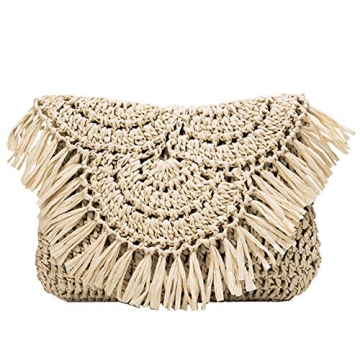 Stylish Straw Crossbody Handbag for Women - Boho Chic