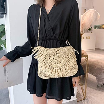 Stylish Straw Crossbody Handbag for Women - Boho Chic