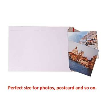 zmybcpack 100 Pack 6X8 inch Self Seal Photo Document Mailers Stay Flat White Cardboard Envelopes White Photography Mailers for CD, Photos, Document