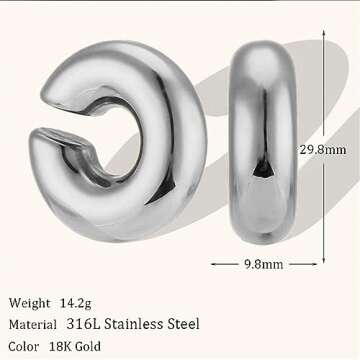 Trendy Chunky Ear Cuffs for Women - Stylish Hypoallergenic Jewelry