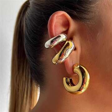 Hypoallergenic Chunky Ear Cuffs for Women Gift Idea