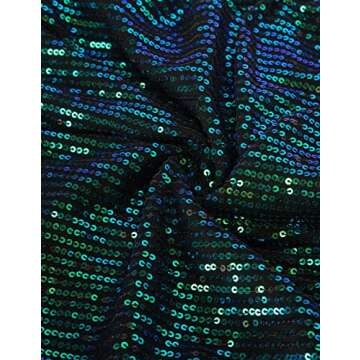KANCY KOLE Sequin Bodycon Dresses for Women Long Sleeve V Neck Sparkly Cocktail Dress M Dark Green