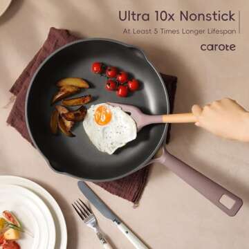 CAROTE 19pcs Stunning Nonstick Cookware Set - Elegant & Durable