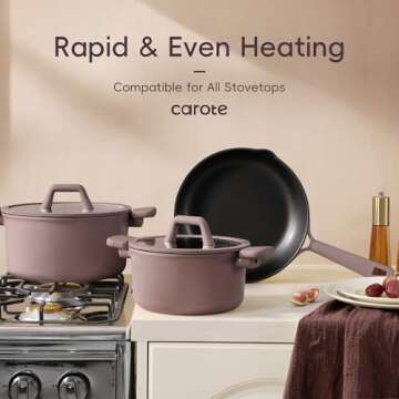 CAROTE 19pcs Stunning Nonstick Cookware Set - Elegant & Durable