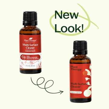 Plant Therapy Germ Fighter Blend All Natural Multi-Surface Cleaner Concentrate, Use to Clean Countertops, Stovetops, Tile, Microwave, 30 mL (2-Pack)