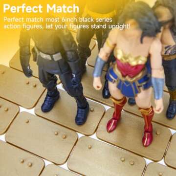 FIGURESLAB 32PCS, Star Was Black Series 6 inch Action Figure Stand, 1/12 Scale Figure Display Stand, Toy Support Feet Stands - Multi-Pegs - Square - Golden