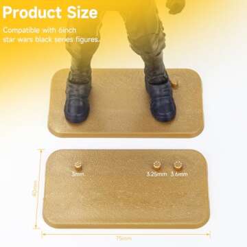 FIGURESLAB 32PCS, Star Was Black Series 6 inch Action Figure Stand, 1/12 Scale Figure Display Stand, Toy Support Feet Stands - Multi-Pegs - Square - Golden