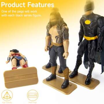 FIGURESLAB 32PCS, Star Was Black Series 6 inch Action Figure Stand, 1/12 Scale Figure Display Stand, Toy Support Feet Stands - Multi-Pegs - Square - Golden