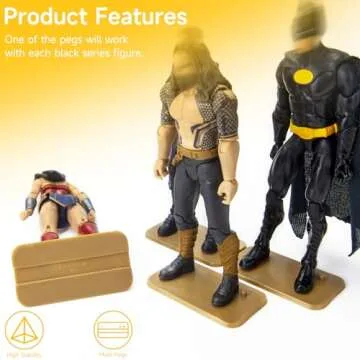 FIGURESLAB 32PCS, Star Was Black Series 6 inch Action Figure Stand, 1/12 Scale Figure Display Stand, Toy Support Feet Stands - Multi-Pegs - Square - Golden