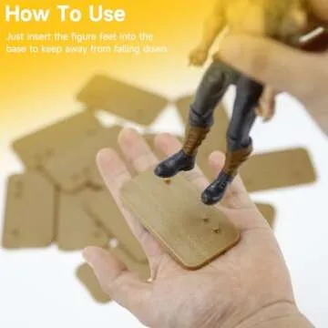 FIGURESLAB 32PCS, Star Was Black Series 6 inch Action Figure Stand, 1/12 Scale Figure Display Stand, Toy Support Feet Stands - Multi-Pegs - Square - Golden