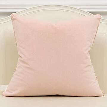 Avigers 20 x 20 Inches Pink White Gold Leather Striped Patchwork Velvet Cushion Case Luxury Modern T...