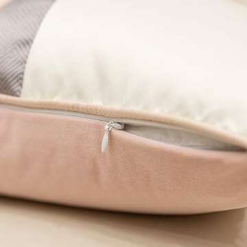 Avigers 20 x 20 Inches Pink White Gold Leather Striped Patchwork Velvet Cushion Case Luxury Modern Throw Pillow Cover Decorative Pillow for Couch Living Room Bedroom Car