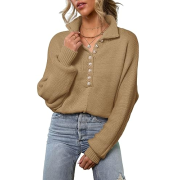 EVALESS Women's Oversized Knit Chunky Sweater - Trendy Fall Winter Outfit