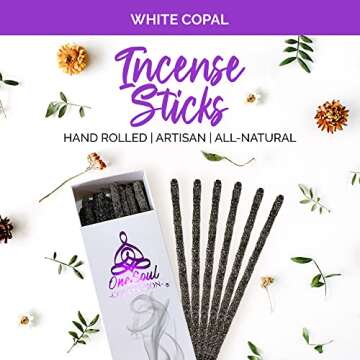 OneSoul Collection White Copal Incense Sticks, Natural Incense Sticks, Insence-Sticks for Aromathera...
