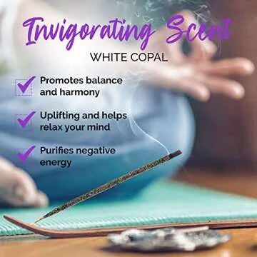 OneSoul Collection White Copal Incense Sticks, Natural Incense Sticks, Insence-Sticks for Aromatherapy, Hand-Rolled Artisan Meditation Incense, Spiritual Gift, 1-Hour Burn Time, 6 Inches, Pack of 20