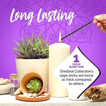 OneSoul Collection White Copal Incense Sticks, Natural Incense Sticks, Insence-Sticks for Aromatherapy, Hand-Rolled Artisan Meditation Incense, Spiritual Gift, 1-Hour Burn Time, 6 Inches, Pack of 20