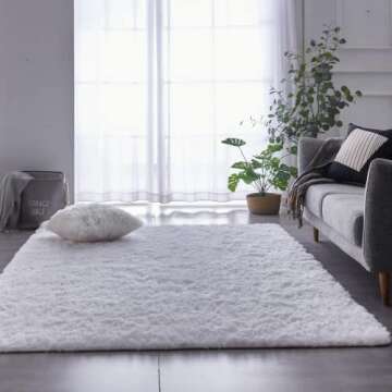 TABAYON Indoor Modern Soft 7x10 Shag Area Rug, Non-Slip Plush Nursery Accent Area Rug for Living Roo...