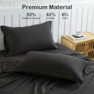 Luxury Charcoal Grey Linen Bed Sheet Set - Queen Size